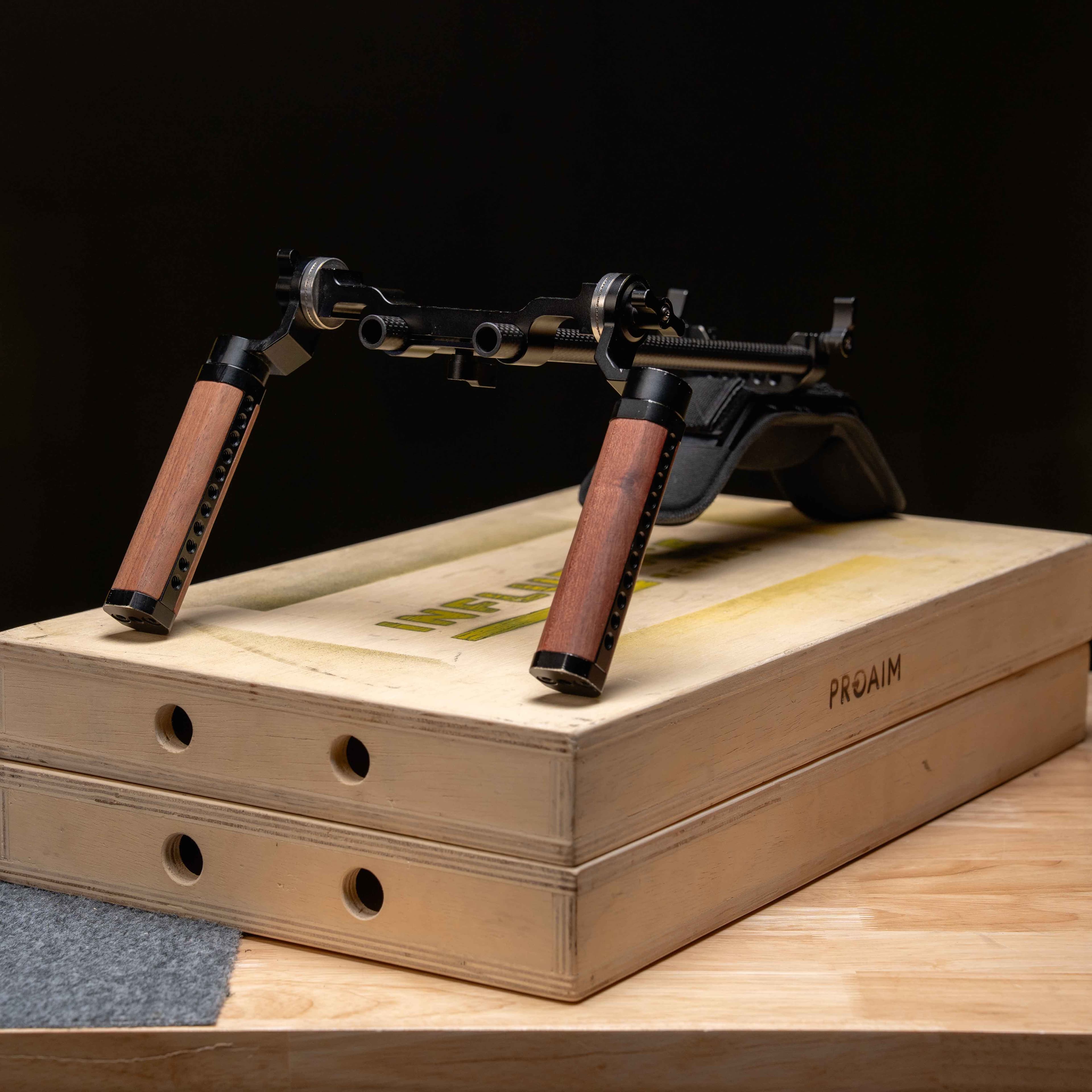 CAMVATE Pro Shoulder Rig with Manfrotto QR Plate, Wooden Handgrips